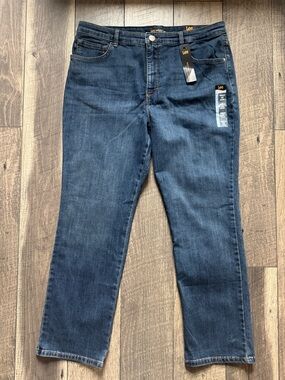 Lee Indigo Relaxed Straight Leg High Rise Jeans 16 Short